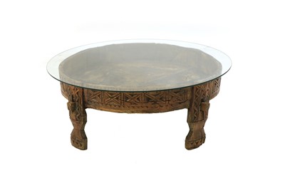 Lot 346 - An Indian carved wood Chakki