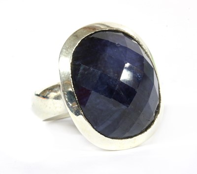 Lot 151 - A sterling silver single stone sapphire ring