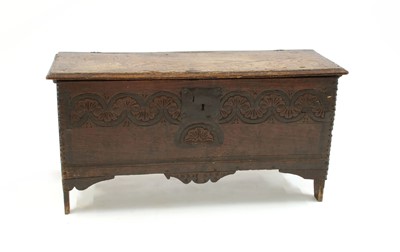 Lot 266 - An oak six plank coffer