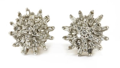 Lot 170 - A pair of 9ct gold diamond cluster earrings