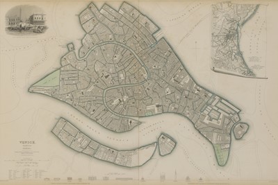 Lot 885 - Set of four old maps of Turin, Naples, Venice and Genoa