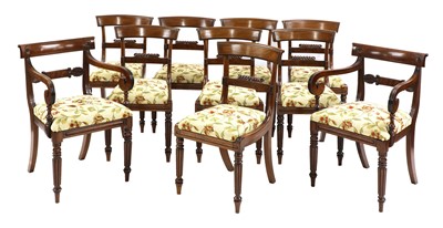 Lot 311 - A set of eight George IV mahogany bar back dining chairs