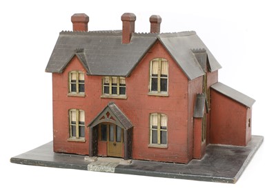 Lot 351 - A wooden model of a red brick villa