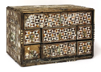 Lot 959 - An Ottoman tortoiseshell and mother-of-pearl inlaid table cabinet