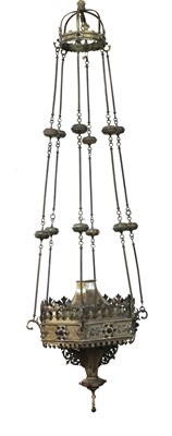 Lot 127 - A silvered brass sanctuary lamp