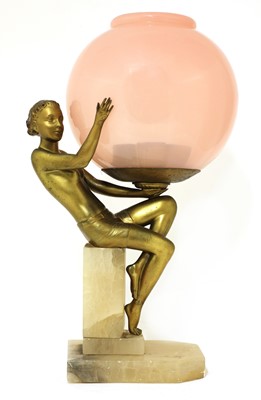 Lot 174 - An Art Deco gilt metal figural table lamp