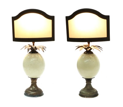Lot 418 - OSTRICH EGG LAMPS