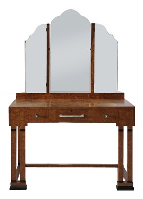 Lot 111 - An Art Deco burr walnut and ebonised dressing table