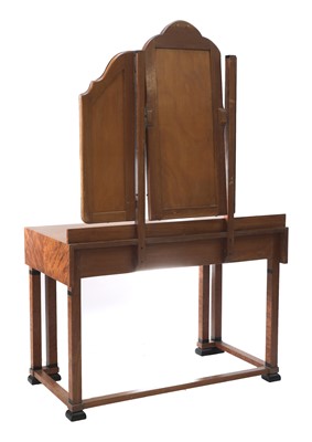 Lot 111 - An Art Deco burr walnut and ebonised dressing table