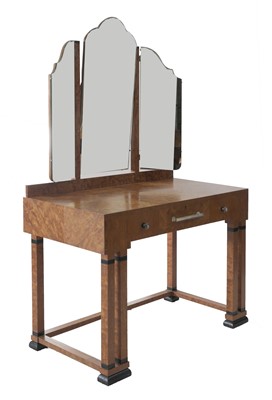 Lot 111 - An Art Deco burr walnut and ebonised dressing table
