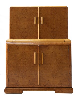 Lot 118 - An Art Deco burr walnut and maple cocktail cabinet