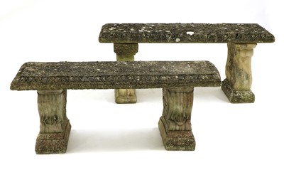 Lot 391 - Two composite stone garden benches