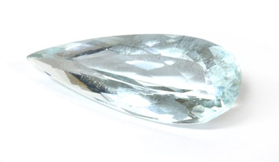 Lot 218 - An unmounted pear mixed cut aquamarine