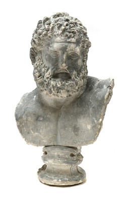 Lot 395 - After the antique, a massive plaster bust of Herakles