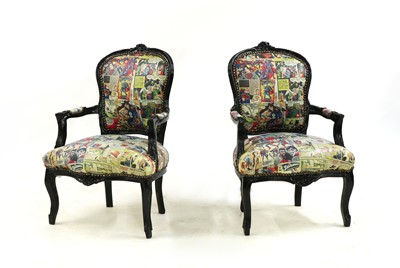 Lot 344 - A pair of Victorian style elbow chairs
