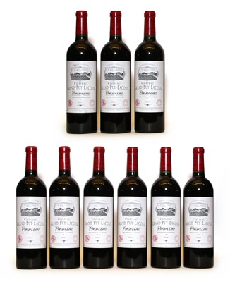 Lot 91 - Chateau Grand Puy Lacoste, 5eme Cru Classe, Pauillac, 2001, nine bottles