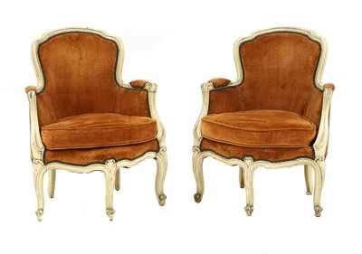 Lot 6 - A pair of French Louis XV-style fauteuils
