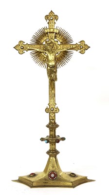 Lot 586 - A Continental gilded brass crucifix