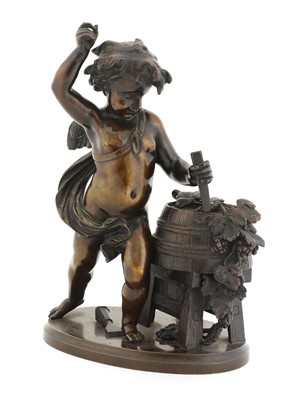 Lot 577 - A bronze of a bacchanalian cherub