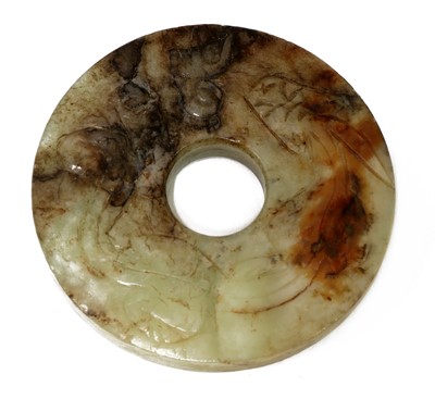 Lot 108 - A Chinese jade bi disc