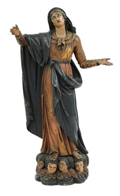 Lot 758 - A Continental carved wood figure of Mary