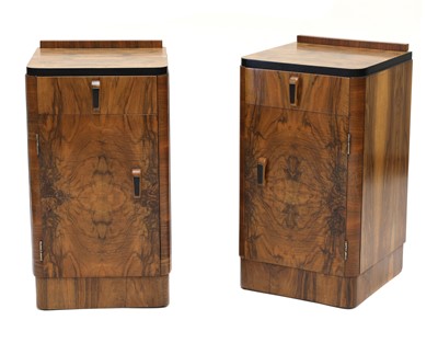 Lot 112 - A pair of Art Deco walnut bedside tables
