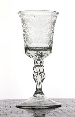 Lot 150 - A Dutch engraved friendship goblet
