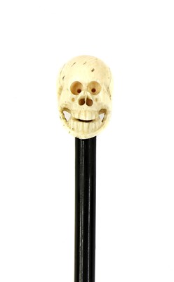 Lot 166 - AN IVORY SKULL CANE