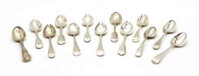 Lot 38 - Thirteen Georgian and Victorian silver serving spoons