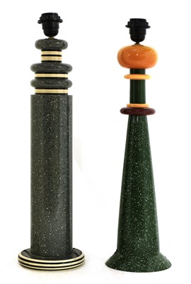 Lot 659 - Two wood and painted table lamps