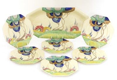 Lot 94 - A Clarice Cliff 'Aurea' pattern sandwich set