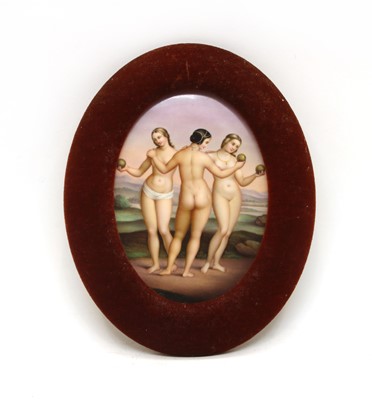 Lot 164 - A continental painted oval porcelain plaque