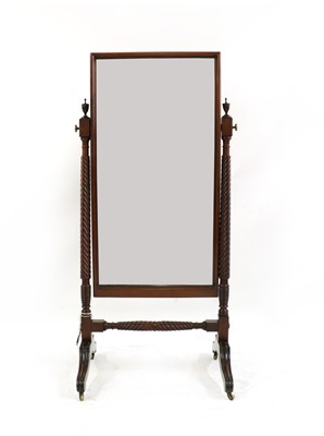 Lot 308 - A Regency mahogany cheval mirror