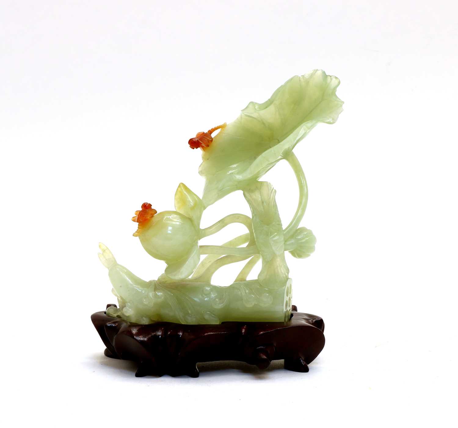 Lot 101 - A carved Asian nephrite lotus flower