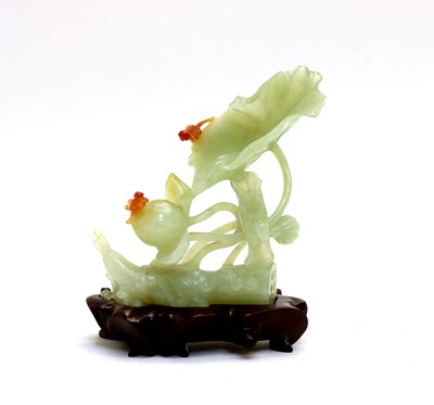 Lot 101 - A carved Asian nephrite lotus flower