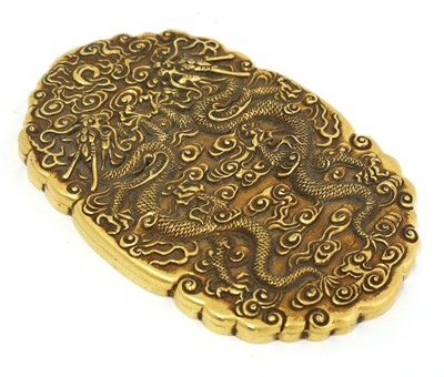 Lot 329 - A Chinese bronze two-piece tally