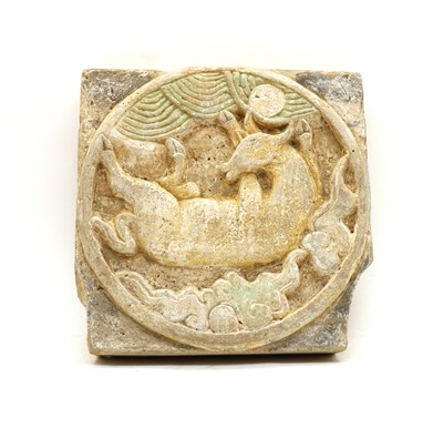 Lot 46 - A Chinese pottery wall tile