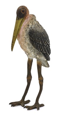 Lot 171 - A Vienna cold-painted bronze Marabou stork