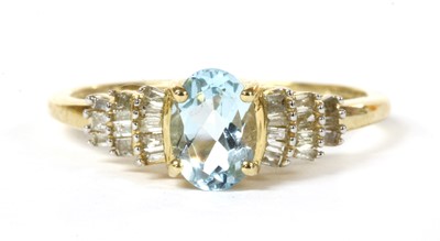 Lot 158 - A gold aquamarine and diamond ring
