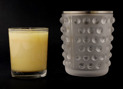 Lot 147 - A Lalique glass 'Mossi' candleholder vase