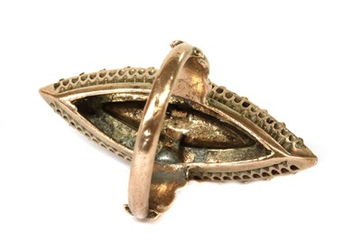 Lot 7 - An early 20th century gold navette shaped diamond cluster ring