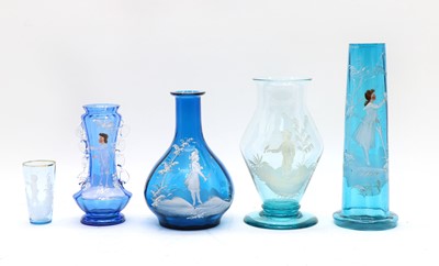Lot 67 - A collection of blue 'Mary Gregory' glass ware