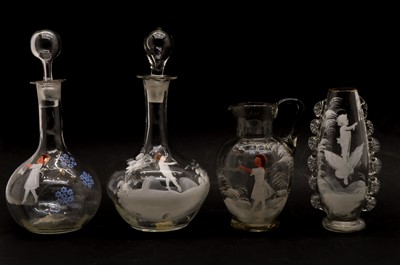 Lot 74 - A collection of clear glass 'Mary Gregory' items