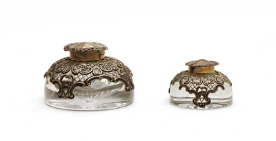 Lot 17 - A Victorian silver mounted glass inkwell