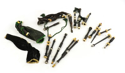 Lot 212 - A selection of bagpipe parts