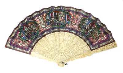 Lot 150 - A Chinese ivory brisé fan