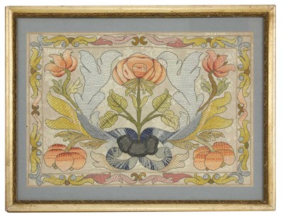 Lot 220 - An early Arts and Crafts silk needlework panel