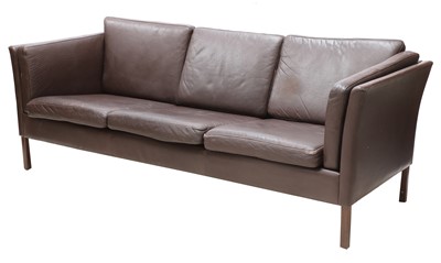 Lot 468 - A Danish chocolate leather settee