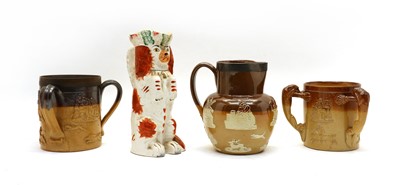 Lot 176 - A Doulton Lambeth stoneware jug with silver rim