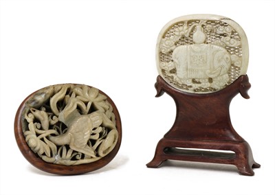 Lot 58 - A Chinese jade plaque